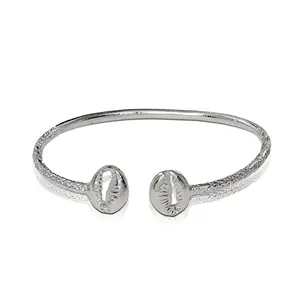 Better Jewelry .925 Sterling Silver Cowrie Sea Shell Slim Bangle, 1 piece