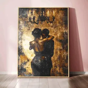 Black Couple Wall Art Unframed, Valentine Couple Poster, Luxury Decor, Love ArtWork Aniversasy Gift,African American Love Abstract Wall Art, Romantic Black Couple Illustration, Modern Black Art Decor