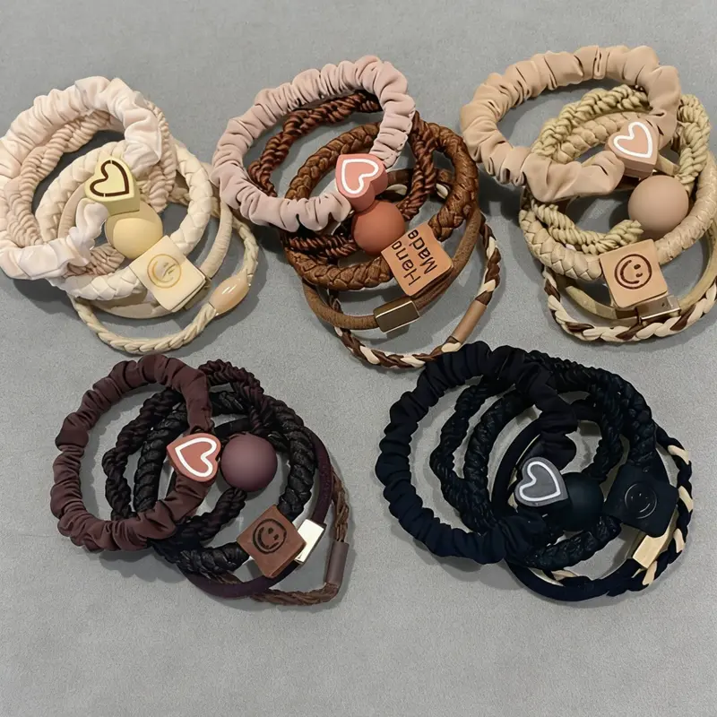 Random Style Boho Style Hair Tie Set, Cute Sweet Hair Tie Set, Elastic Hair Band for Thick & Thin Hair, Fashion Hair Accessories for Women & Girls, Elastic Hair Accessory, Fashionable Hair Accessories