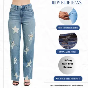 Judy Blue Full Size High Waist  Rigid Magic Star Shaped Destroy 90's Straight Jeans Plus Size