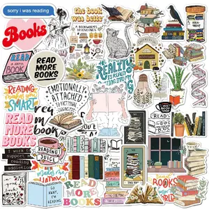 Book Stickers 50Pcs Aesthetic Bookish Reading Stickers for Kindle Book Lover Gifts for Adults Women Cute Vinyl Decals for Laptop Water Bottles iPad Readers Journal Scrapbook Phone Waterproof