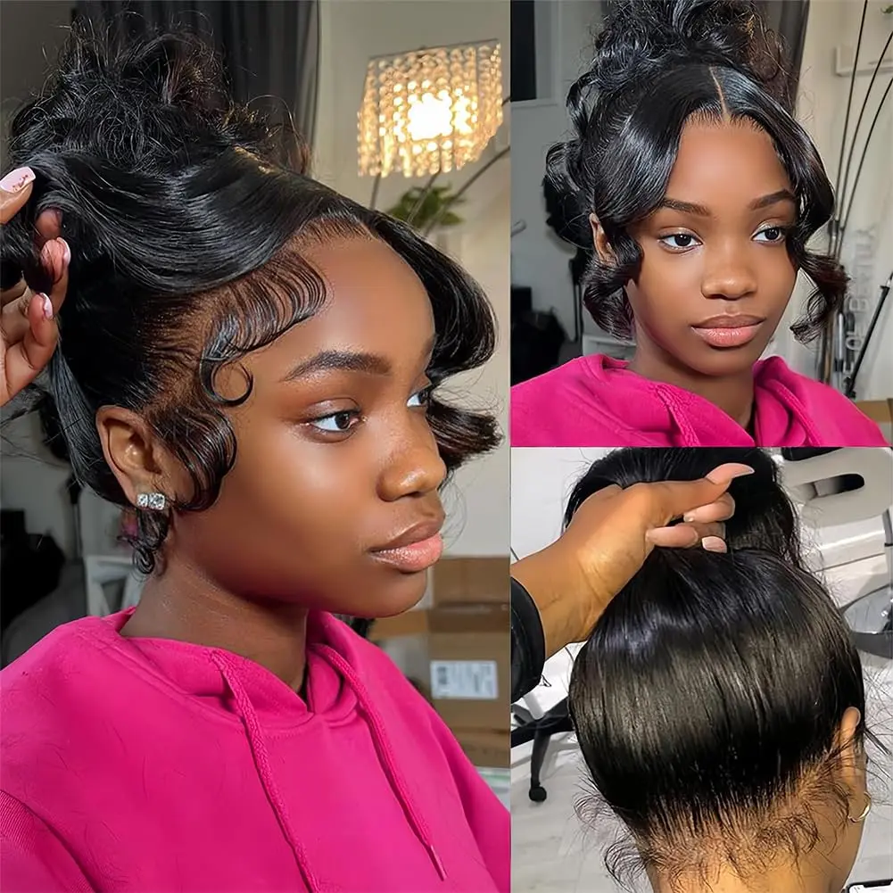 Women's 360° Lace Front Wavy Glueless Human Hair Wig - HD Full Lace, Pre-Plucked, 21.5-22.5 in, 220 Density, Smooth, Adjustable Hidden Strap & Drawstring, Natural Look for Everyday Wear