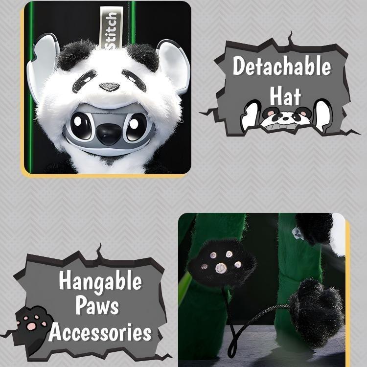 【Holiday Gift】Disney Stitch Gen Z Street Style Series – Hang Card Edition Panda Plush | Removable Gloves & Fashion Outfits for Customizable Fun! A Poseable Collectible Blending Cool & Cute, Perfect Gift for Stitch Lovers.