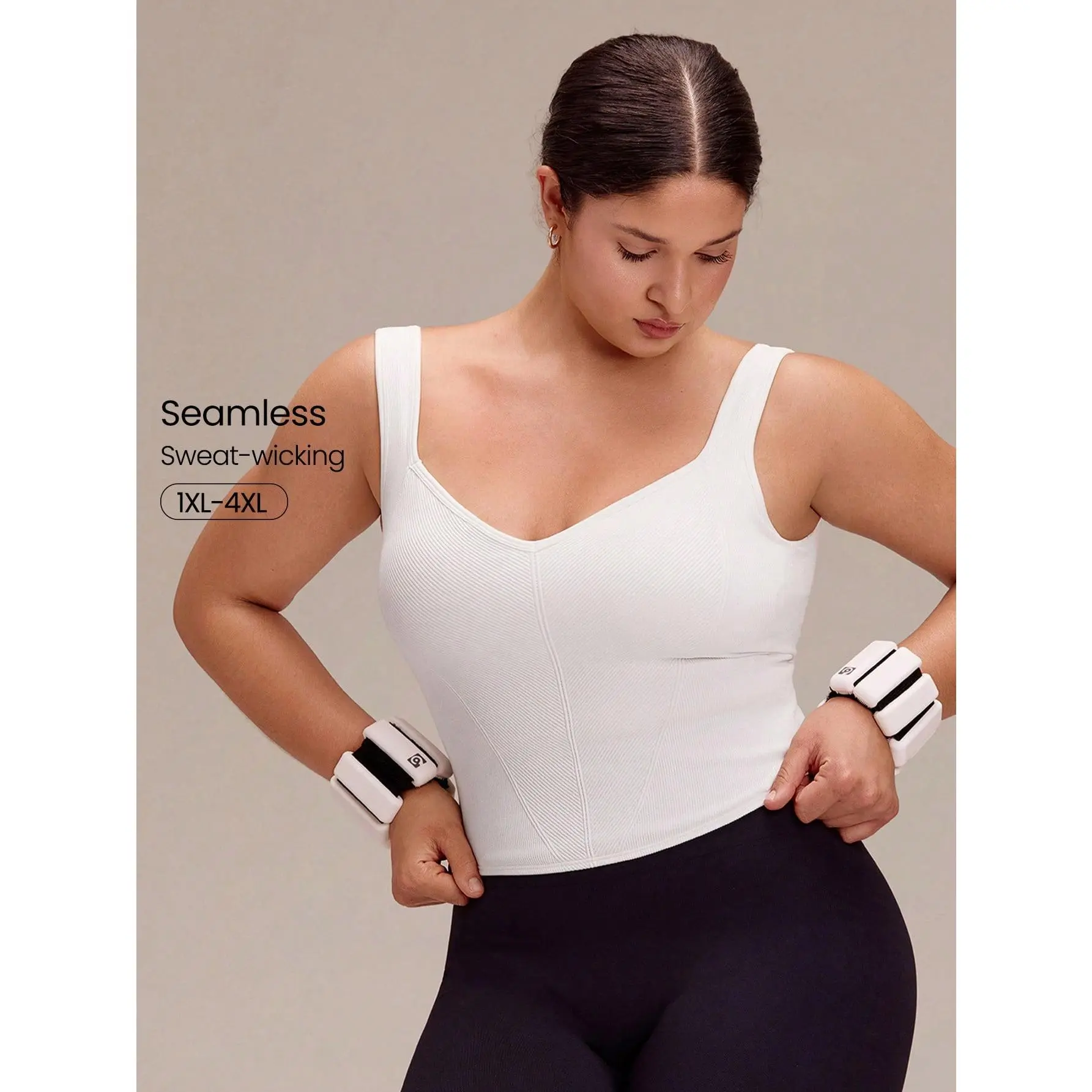 GLOWMODE Plus Size Ultrafine Soft Seamless Rock Every Rep Sweetheart Neckline Asymmetric Hem Removable Cups Corset-Style Tank Top Training Running Workout Gym Fitness Active Wear