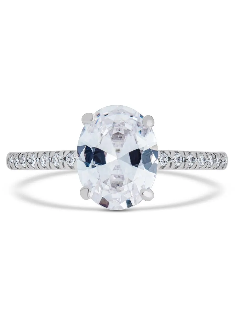 Sterling Silver Cubic Zirconia Oval Ring