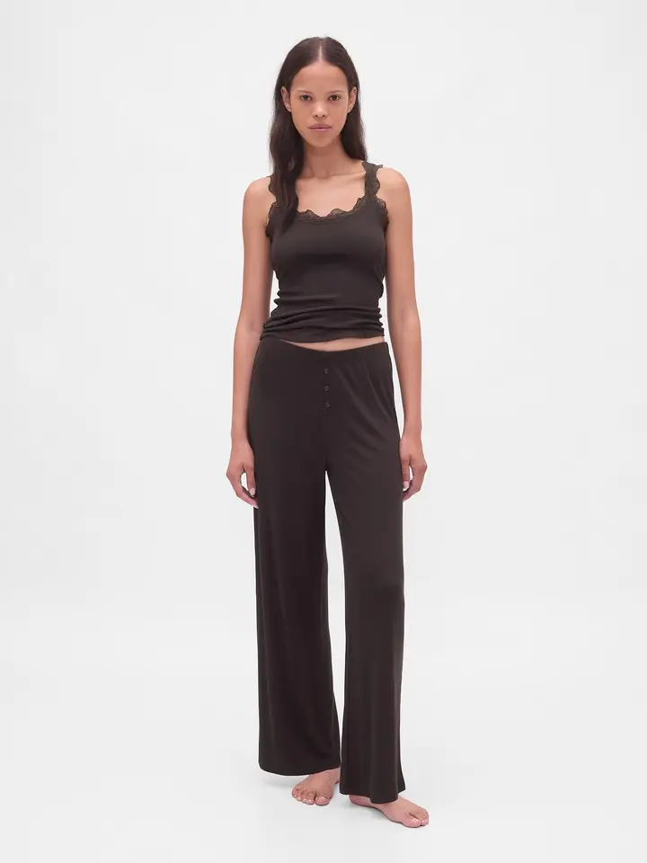 Gap Women's Mini Rib Wide-Leg PJ Pants