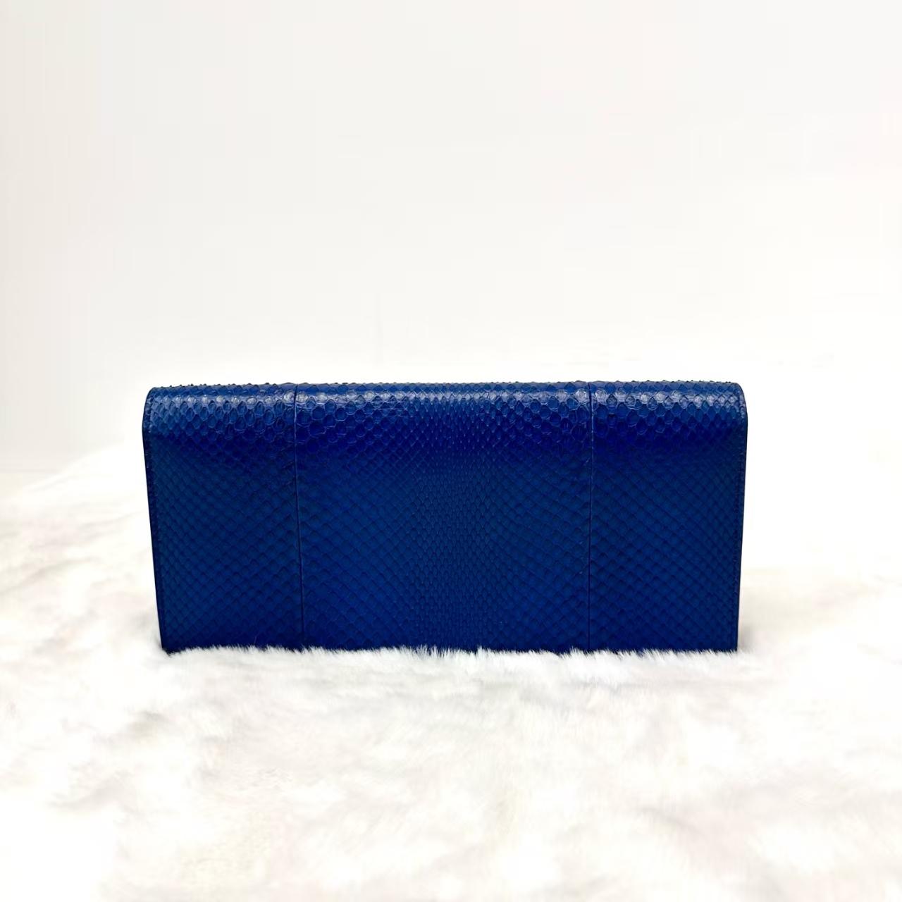 Pre-owned Yves Saint Laurent YSL Saint Laurent Klein Blue Snakeskin Clutch Bag | Dust Bag|21234877