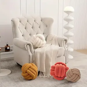 Round Cozy Knot Throw Pillow Soft Plush Decorative Ball Cushion for Sofa Bed & Living Room All Seasons Trendy Design