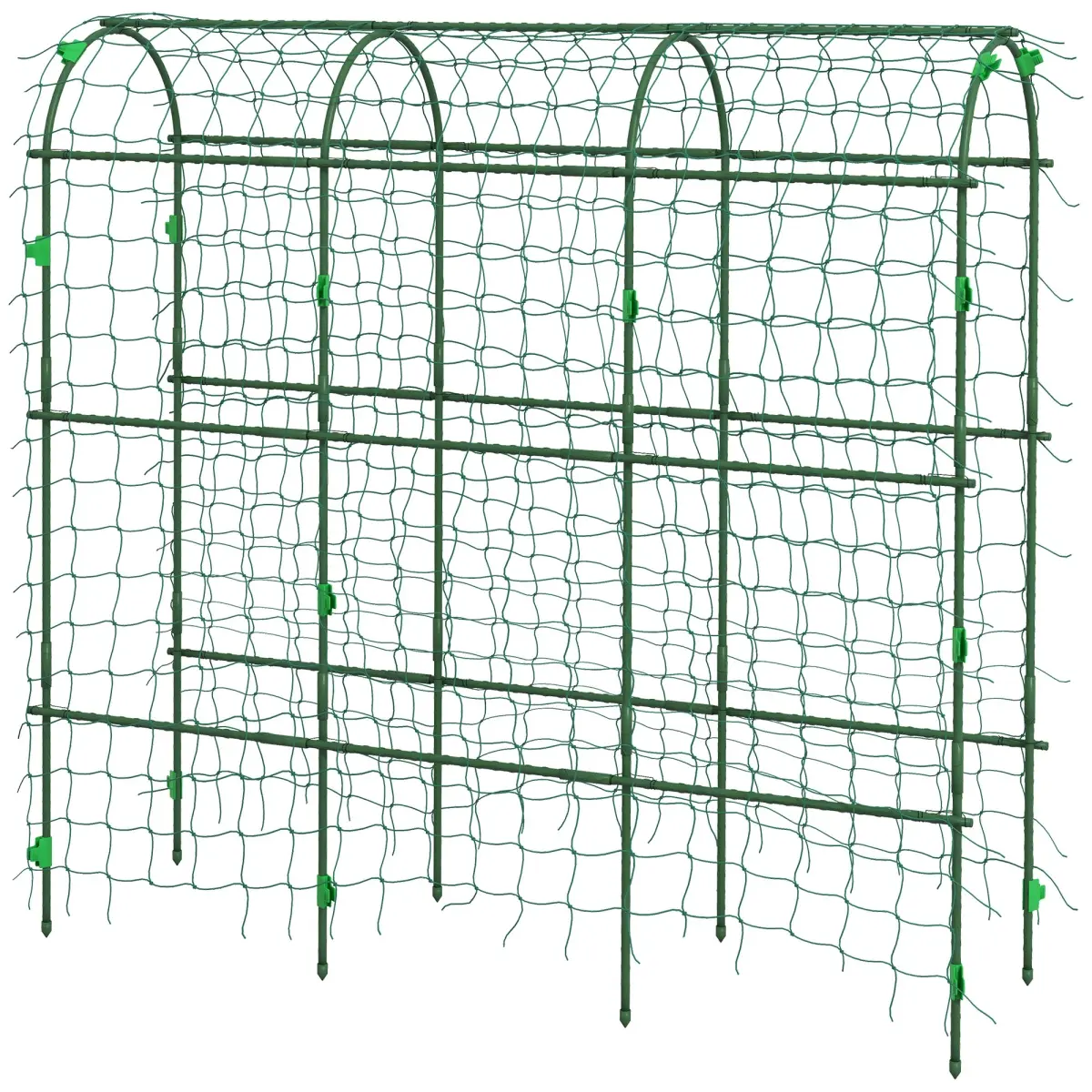 Outsunny Metal Garden Trellis, 17x72x72 in, 4.5 lbs, Arch Design Gardening A-Frame with Climbing Net, Adjustable Layer Spacing, Green for Outdoor Climbing Plants (Model 84H-057V00GN), 17 X 72 X 72 In