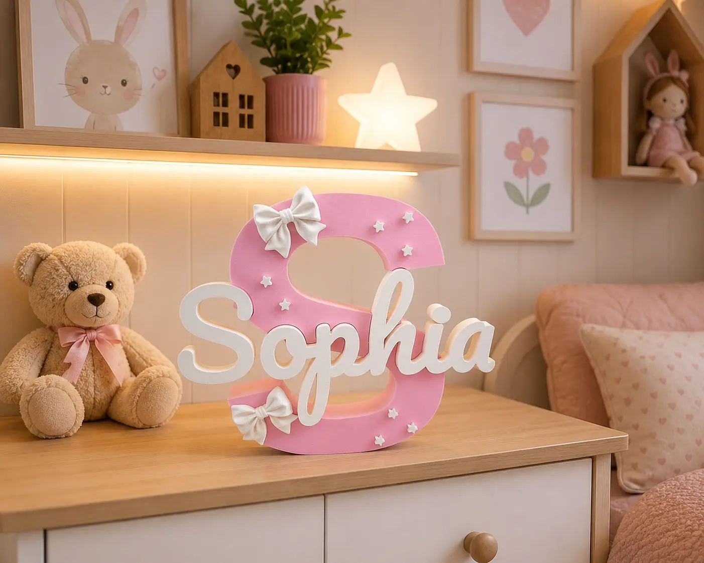 3D Printed Personalized Baby Name Letter Sign, Custom Nursery Home Decor, Baby Shower Gift