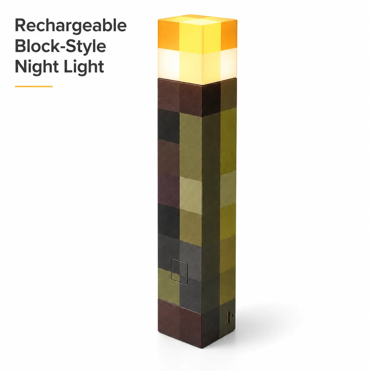Rechargeable Pixel-Style Wall Light, 4 Color LED Night Light, Wall Mountable Desk Light for Bedroom, Gaming Room, Hallway & Home Decor