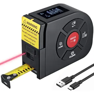 BINTA 2-in-1 Laser Tape Measure, 164Ft/50M Laser Measurement Tool & 16.5Ft/5M Digital Tape Measure, USB-C Rechargeable Distance Meter with LCD Display, Ft/Ft+in/in/M Units for Area/Volume/Pythagorean