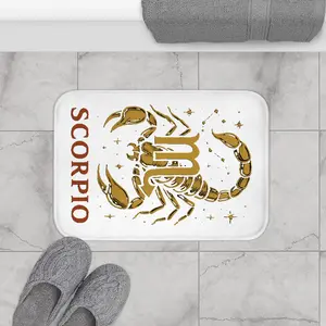 Scorpio Zodiac Bath Mat Astrological Home Decor Horoscope Gift Scorpio Merchandise Astrology Bathroom Rug Microfiber Memory Foam Anti-Slip Durable Reinforced Edge Binding