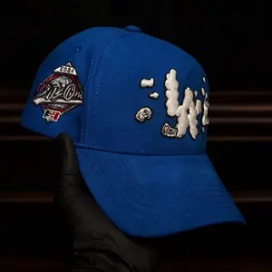 Blue Baseball Cap with Embroidered Design and 2084 Patch for Stylish Outfits