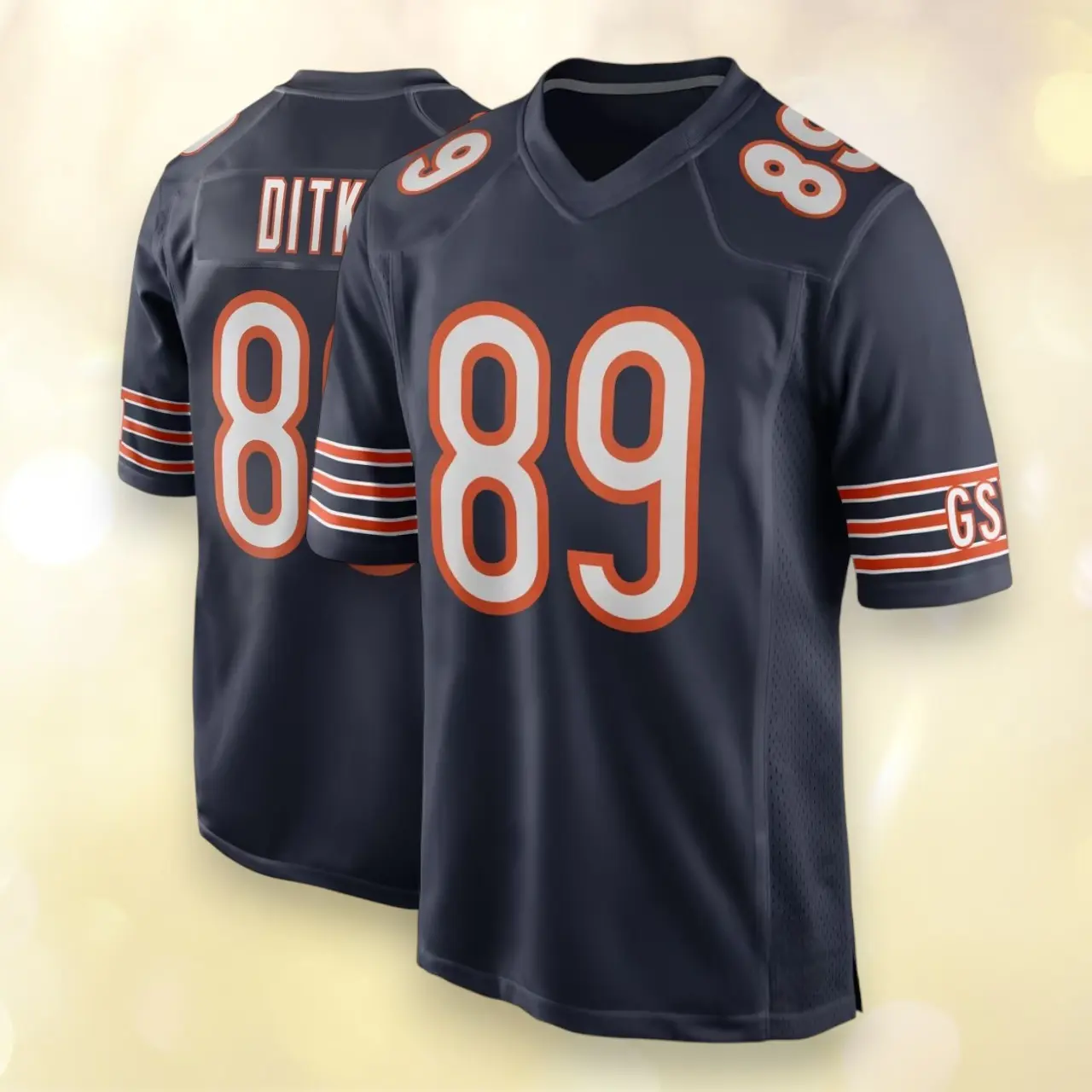 Full Print Chicago Style #Ditka Number 89 Inspired Football Jersey, Black V Neck Short Sleeve Sports Shirt, Men’s Game Day Fan Apparel, Lightweight Breathable Athletic Top, Varsity Football Streetwear, Stadium Sports Jersey