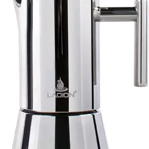 LAOION for Stove Espresso Maker  Moka Pot, Stainless Steel Cuban & Italian-Style Coffee Maker, Induction-Compatible Greca Coffee Pot