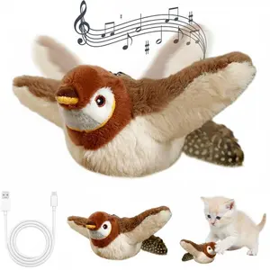 Cat Interactive Toys, Flapping Bird Cat Toy (DON'T FLY), Lifelike Bird Chirp (DON'T FLY), Touch-Activated Kitten Toy Rechargeable, Interactive Cat Exercise Toys, cat toy flying bird,Flappy Bird Cat Toy