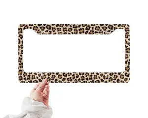 Leopard Print Licence Plate Frame Trendy Car Accessory