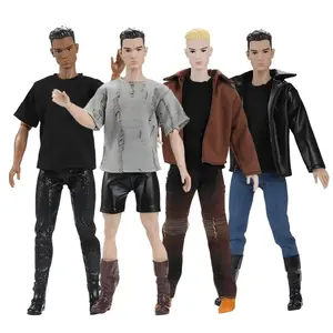 13-Inch Action Figure Fashion Trendy Pants Replica Leather Boots, Unisex Doll Clothing Set, Stylish Collectible Accessories