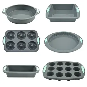 Silicone Cake Mold Set, 6 Counts/set Round & Square & Rectangular & Doughnut & Pizza Baking Mold, Baking Tool for Home Kitchen