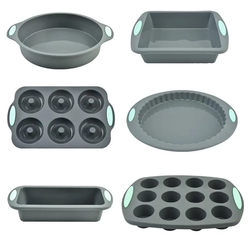 Silicone Cake Mold Set, 6 Counts/set Round & Square & Rectangular & Doughnut & Pizza Baking Mold, Baking Tool for Home Kitchen
