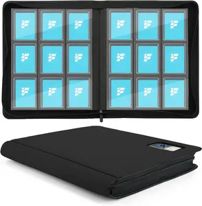 9-Pocket Toploader Card Binder with Clear Window | Holds 288 (3" × 4") Toploaders – Black Trading Card Album for TCG, MTG & Sports Cards