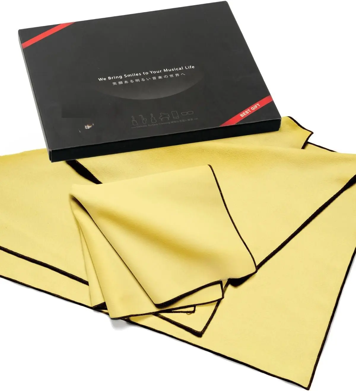 Microfiber Polish Cloth for Musical Instrument, 3 Sizes in 1 Pack, Violin and Cello Cleaning Product, Yellow, Lint-Free, Super Soft, , for Piano, Guitar, Trumpet, Saxophone, Laptop.