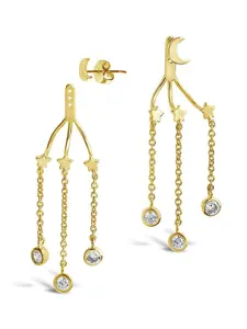 CZ Moon & Star Jacket Earrings