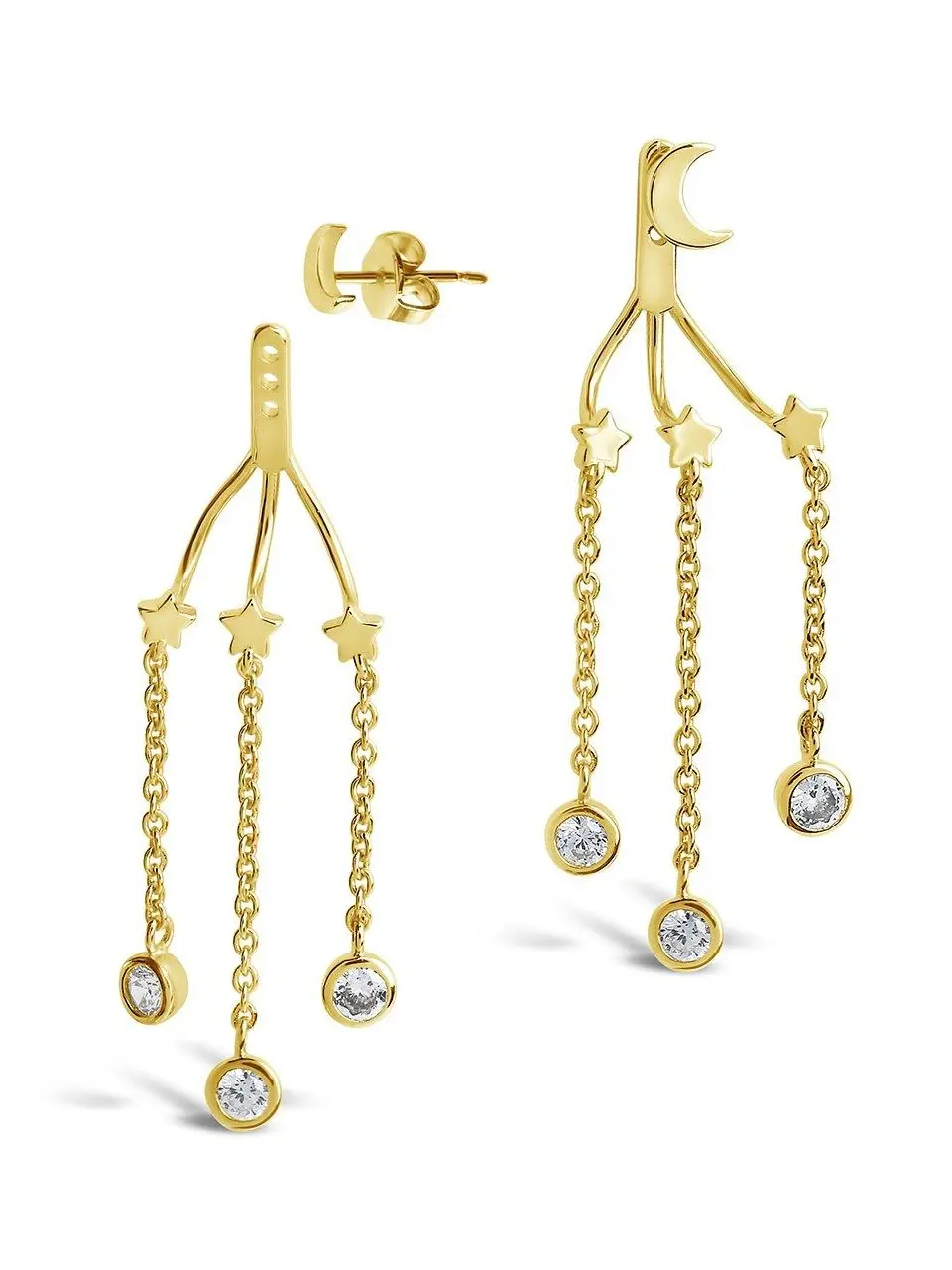 CZ Moon & Star Jacket Earrings