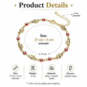 Elephant Evil Eye Bracelet Gold Red Black Blue Multicolor Charm Sparkling Elegant Lightweight Comfortable Versatile Feminine Lucky Gift for Women Girls Daily Wear Special Occasion Perfect Accessory