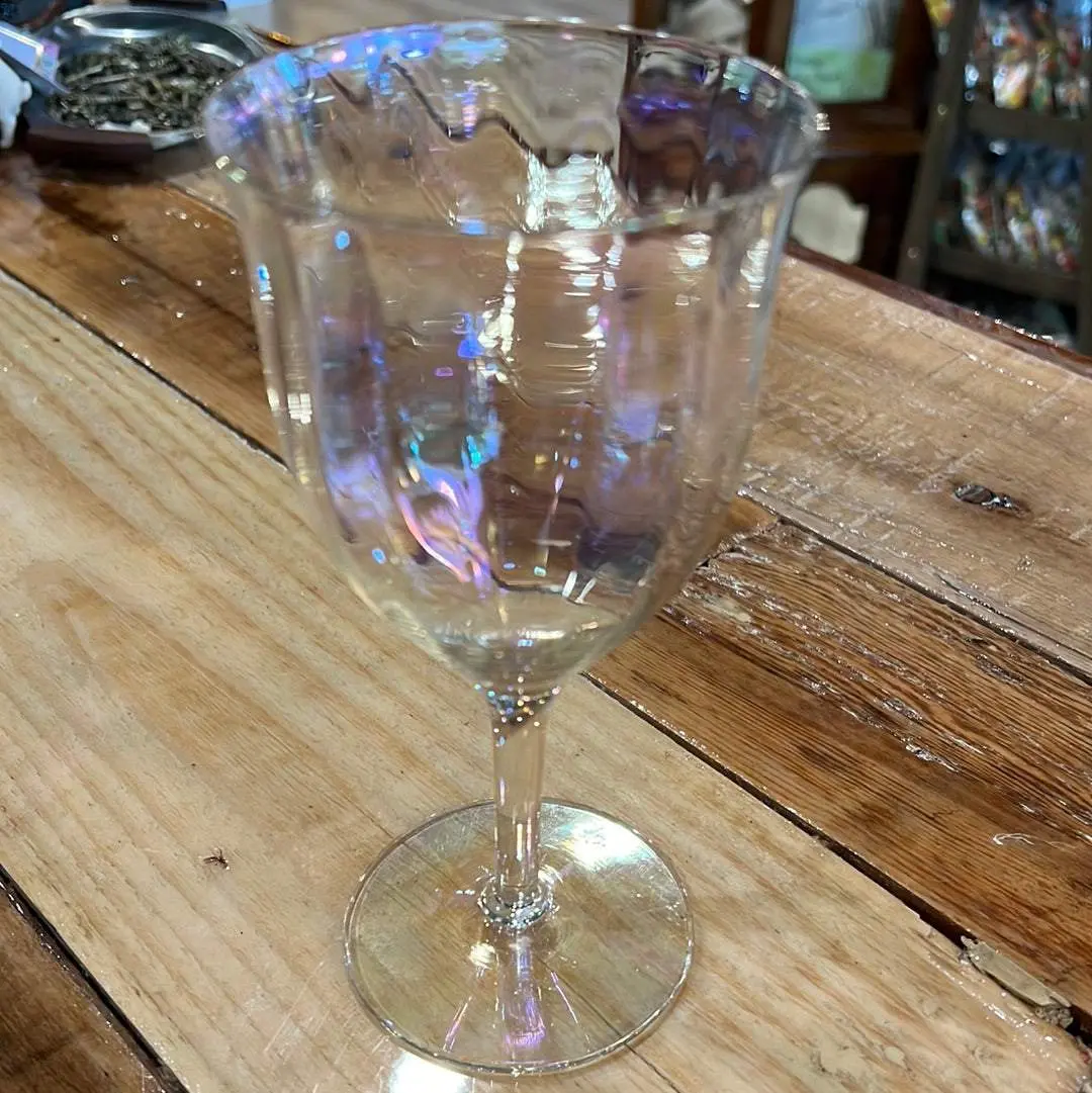 Vtg Fostoria Ribbed Iridescent Glasses