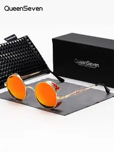 1 Pair Queenseven Unisex Round Full Frame Trendy Casual Sunglasses, Showcasing Personality UV400