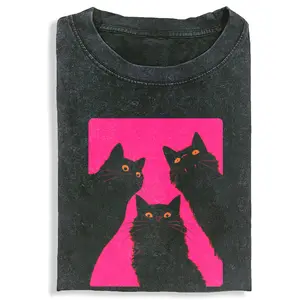 BLACK CATS T-shirt, Unisex Vintage Crew Neck Regular Fit Cotton Fabric Casual Comfort Breathable Short Sleeve Funny T-shirts Fashion Men&Women's Top for Streetwear 032001