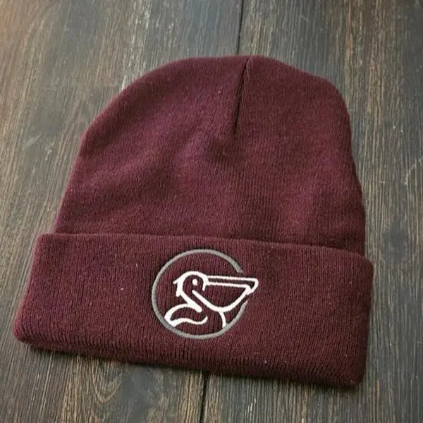 Maroon/Silver Pelican Logo Beanie