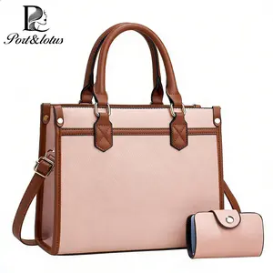 Medium Elegant Leather Handbag Set for Women with Top-Handle & Adjustable Shoulder Strap with Built-in Wallet