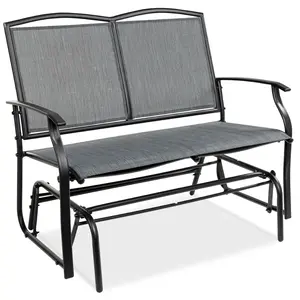 Best Choice Products 2-Person Outdoor Swing Glider, Steel Patio Loveseat, Bench Rocker w/ Armrests