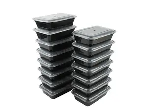 Mainstays 30-Piece Meal Prep Food Storage Containers Black Rectangular with Clear Lids for Organized Cooking