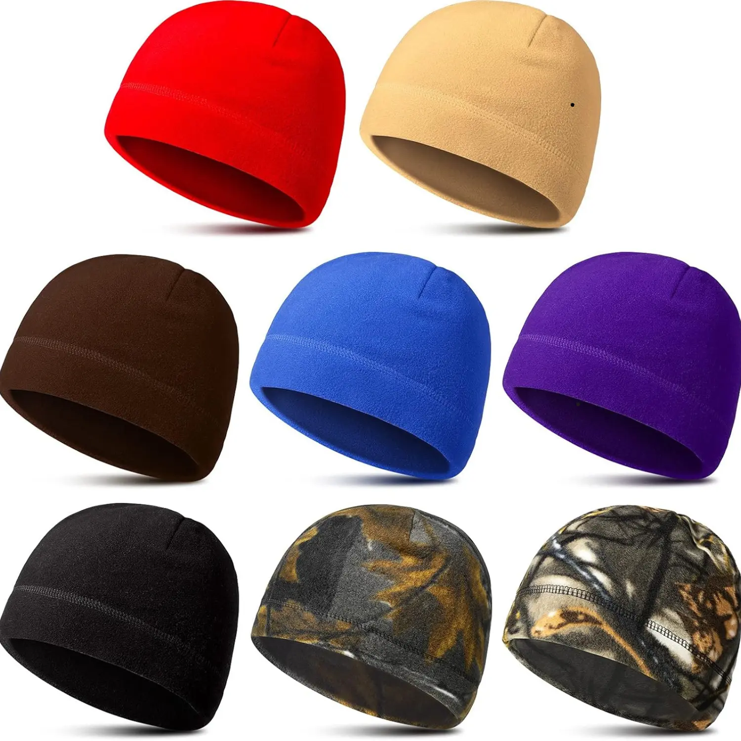 8 Pack Fleece Hats for Men Winter Skull Cap Tactical Beanie for Running Skiing Cycling Sports
