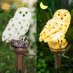 Solar Owl LED Garden Stake Light, Resin Outdoor Waterproof Lawn Light, Auto On/Off Solar Powered Landscape Light, Cute Animal Figurine Yard Decor for Patio, Pathway, Walkway & Garden Art Decoration