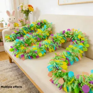 79 Inch Easter Egg Wreath Set, Indoor Outdoor Seasonal Decor, Garland, Perfect for Easter and Party Decoration, Durable Plastic Material