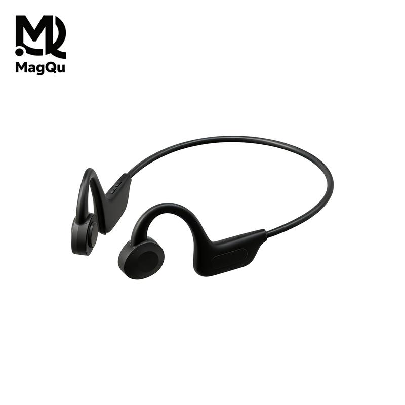 MAGQU Bone Conduction Neckband Wireless Headphones, Sports Open-Ear Earphones - Lightweight & Comfortable, Ultra-Long Battery Life, Waterproof & Sweatproof, Built-in Microphone, Stereo Earbuds (Black) Electronic Audio headphones bluetooth