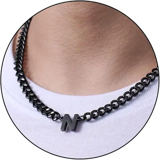 N letter necklace (black)