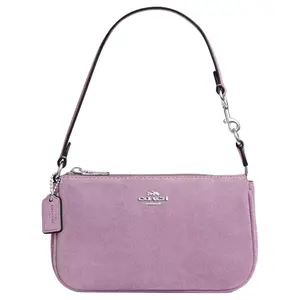 COACH Nolita 19 Small Suede and Smooth Leather Zip-Top Shoulder Bag for Women in Purple