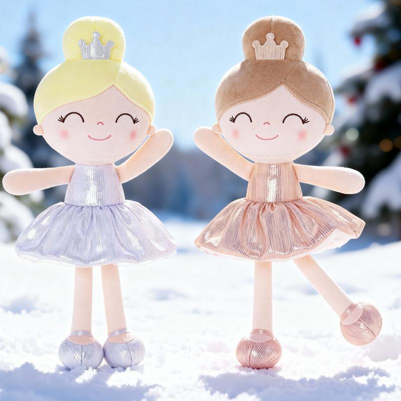 2PCS Gloveleya Christmas Plush Doll 12 Inch Girl Toys Soft Collectible Dolls with Removable Dress Holiday Gift Combination Set for Kids and Girls
