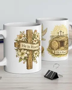 Christian Easter Resurrection Cross Dove Illustration Ceramic Mug