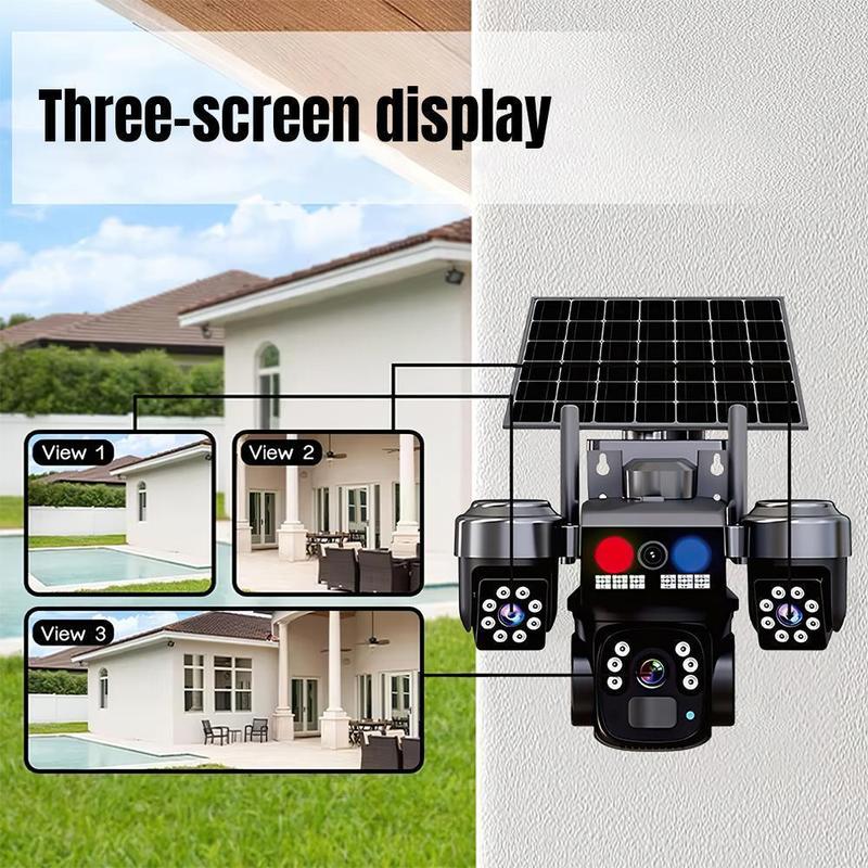 Solar Security Camera Outdoor 6MP, Triple Lens WiFi PTZ Camera, PIR Human Detection, Color Night Vision, Two-Way Audio, IP66 Waterproof,for Valentine’s Day Gift Solar Security Camera Outdoor 6MP, Triple Lens WiFi PTZ Camera, PIR Human Detection, Color Night Vision, Two-Way Audio, IP66 Waterproof,for Valentine’s Day Gift