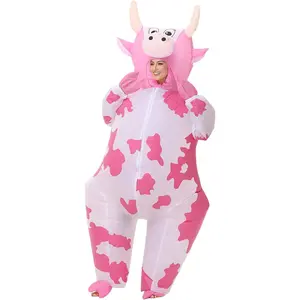 Inflatable Cow Costune Blow up Animal Costume for Cosplay Party Halloween Suit Parade Carnival Outfit