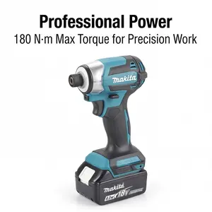 Makita DTD173 18V Cordless Brushless Impact Driver, 180 N·m Torque, 3 Level Speed Adjustment, Equipped With LED Work Light And Ergonomic Handle, Suitable For Mechanical Maintenance, Equipment Assembly And Daily Fastening Operations