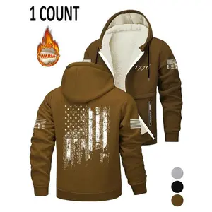 New Fall Winter Unisex Hooded Jacket, Fleece Lined, Casual Graphic Style, Warm Practical Design, Ideal for Men Who Love American History