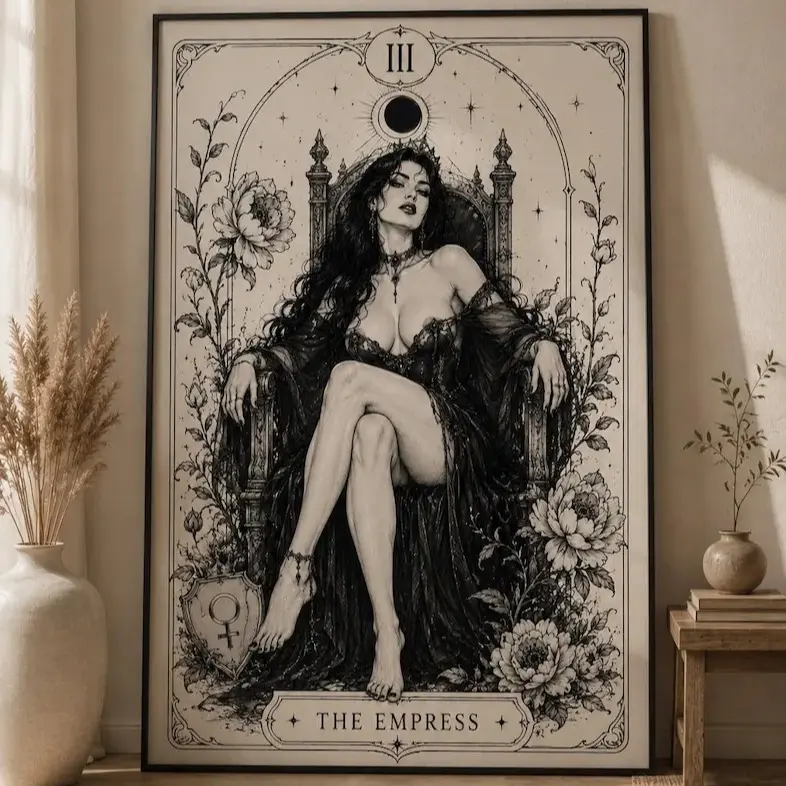 #1 Poster The Empress Tarot Proster, Dark Feminine Wall Art, Gothic Celestial Decor, Vintage Tarot , Witchy Wall Art (unframed)
